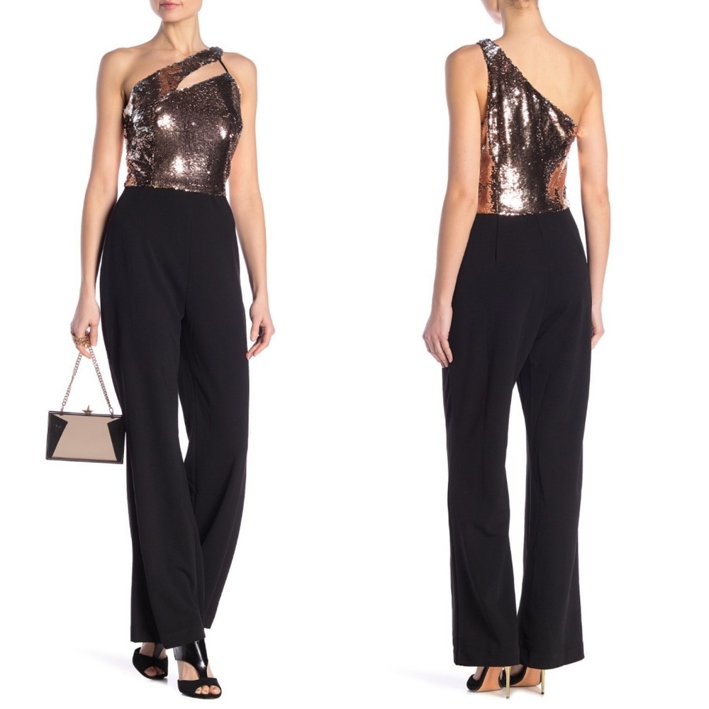 Alexia Admor 1-Shoulder Reversible Sequin Jumpsuit